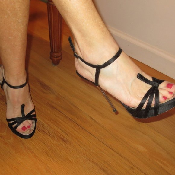 DSQUARED2 Black Satin Metal High Heel Platform Sandals - Picture 6 of 10